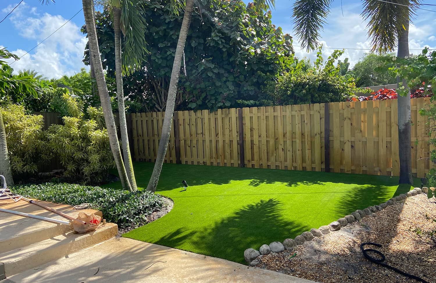 Artificial turf lawn installation