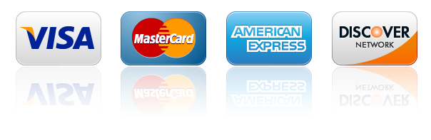 Visa, Mastercard, American Express and Discover accepted